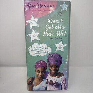 BUNDLE of 2  Swim Cap Set Afro Unicorn perfect solution protect long volum hair